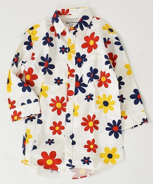 SHIPS GENERAL SUPPLY(シップスジェネラルサプライ)の「SHIPS GENERAL SUPPLY(シップス ジェネラルサプライ): フラワープリント 7スリーブシャツ■(シャツ/ブラウス・メンズ・ホワイト/オフホワイト/ナチュラル/ネイビー/ストーン/ブルー系その他/ホワイト×ブルー/ダークブルー/ブルー・X-LARGE/MEDIUM/SMALL/LARGE)」の10枚目の写真