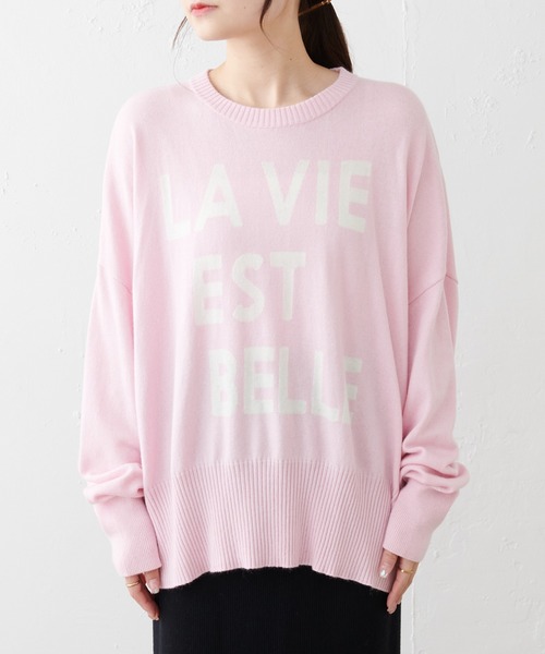 PUAL CE CIN(ピュアルセシン)の「BIGロゴインターシャニットプルオーバー(ニット/セーター・レディース・ブラック/ブラウン/ピンク/アイボリー・FREE)」の7枚目の写真