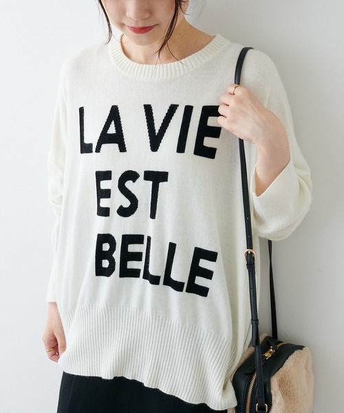 PUAL CE CIN(ピュアルセシン)の「BIGロゴインターシャニットプルオーバー(ニット/セーター・レディース・ブラック/ブラウン/ピンク/アイボリー・FREE)」の12枚目の写真