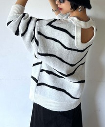 PAGEBOY | バックオープンマーブル柄ニット(ニット/セーター)