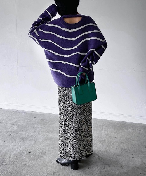 PAGEBOY（ページボーイ）の「バックオープンマーブル柄ニット（ニット/セーター・レディース・ブラック/パープル/オフホワイト・FREE）」の20枚目の写真