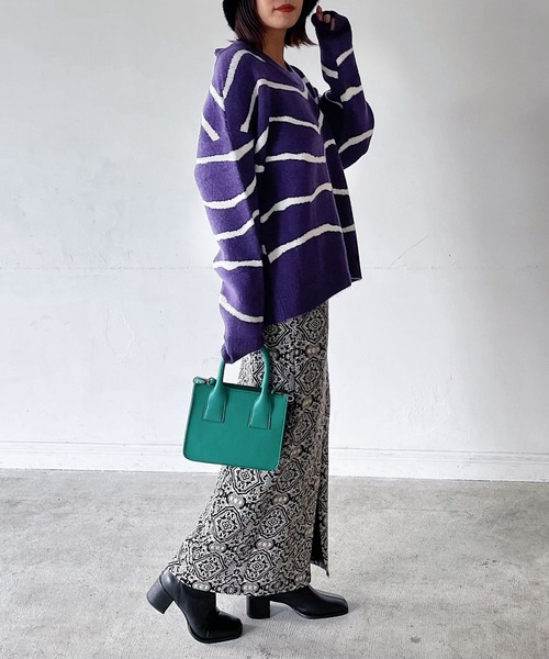 PAGEBOY（ページボーイ）の「バックオープンマーブル柄ニット（ニット/セーター・レディース・ブラック/パープル/オフホワイト・FREE）」の21枚目の写真