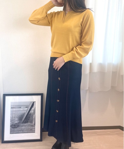 CECIL McBEE（セシルマクビー）の「3連パール付きプルオーバー（ニット/セーター・レディース・ライトグレー/ピンク/イエロー/ブラック/オフホワイト/ブルー・MEDIUM）」の10枚目の写真