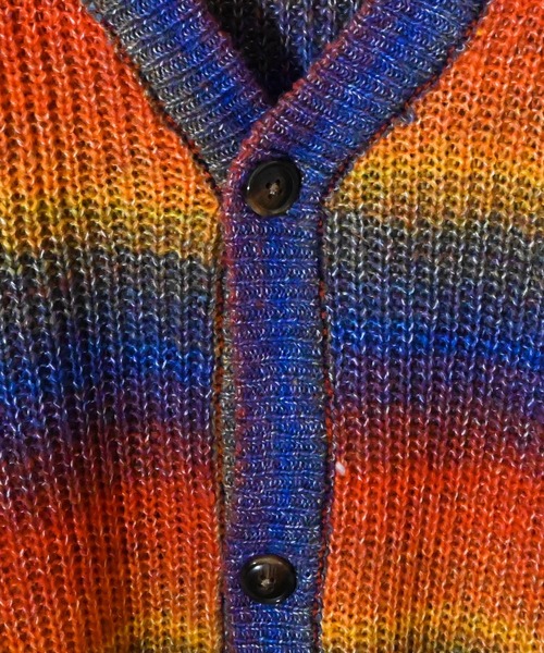 Ritzy（リッツィー）の「グラデーションボーダーボリューム袖カーディガン レディース メンズ（カーディガン/ボレロ・メンズ・グリーン/レインボー/ベージュ/ブラック・LARGE/X-LARGE/MEDIUM）」の6枚目の写真