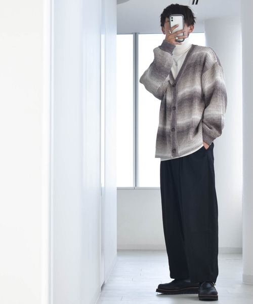 Ritzy（リッツィー）の「グラデーションボーダーボリューム袖カーディガン レディース メンズ（カーディガン/ボレロ・メンズ・グリーン/レインボー/ベージュ/ブラック・LARGE/X-LARGE/MEDIUM）」の18枚目の写真