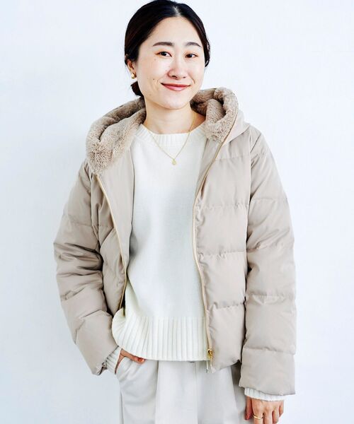 le.coeur blanc（ルクールブラン）の「ファーフードショートダウン（ダウンジャケット/コート・レディース・ベージュ/モカ/ブラック/ピンクベージュ・40/38/36）」の8枚目の写真