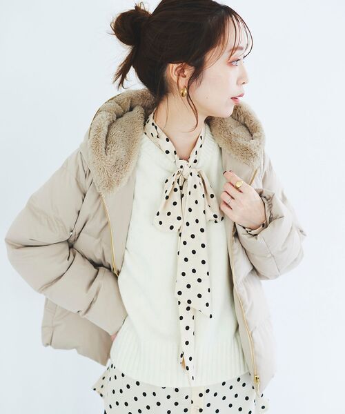 le.coeur blanc（ルクールブラン）の「ファーフードショートダウン（ダウンジャケット/コート・レディース・ベージュ/モカ/ブラック/ピンクベージュ・40/38/36）」の13枚目の写真