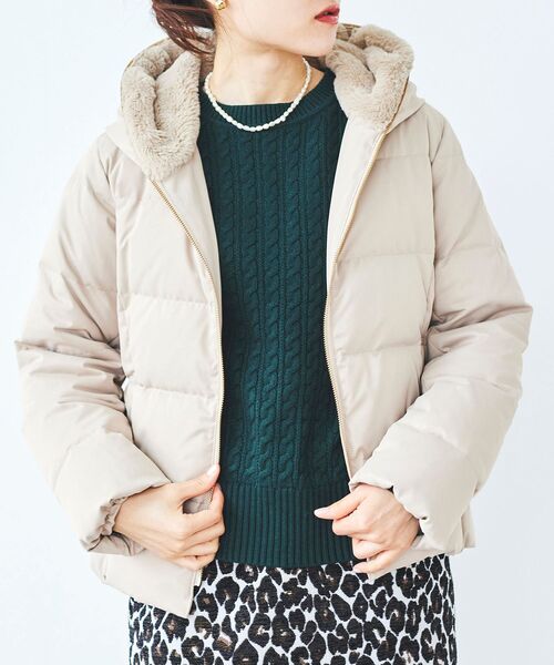 le.coeur blanc（ルクールブラン）の「ファーフードショートダウン（ダウンジャケット/コート・レディース・ベージュ/モカ/ブラック/ピンクベージュ・40/38/36）」の21枚目の写真