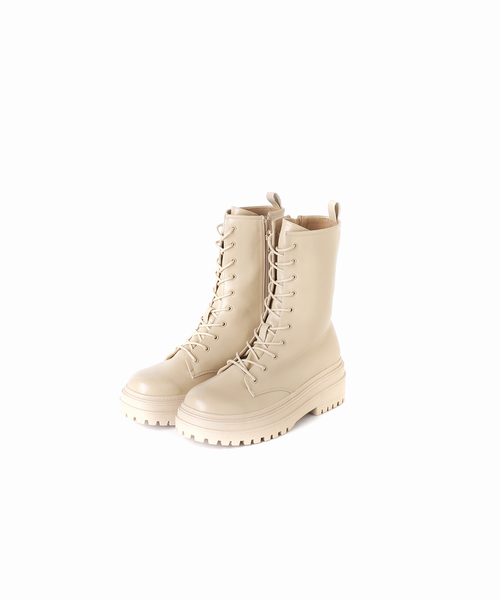 B.C STOCK(ベーセーストック)の「レースアップブーツ*(ブーツ・レディース・ブラック/アイボリー・SMALL/MEDIUM/LARGE)」の2枚目の写真