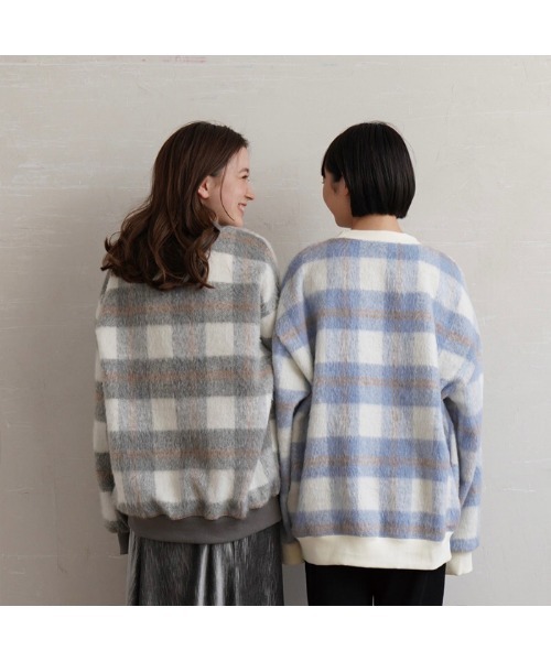t a r o s u(タロス)の「pale check tops/ペールチェックトップス(カーディガン/ボレロ・レディース・グレー/ブルー・FREE)」の14枚目の写真