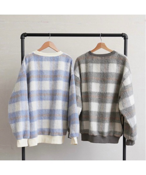 t a r o s u(タロス)の「pale check tops/ペールチェックトップス(カーディガン/ボレロ・レディース・グレー/ブルー・FREE)」の17枚目の写真