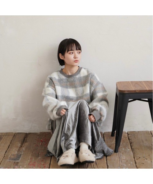 t a r o s u(タロス)の「pale check tops/ペールチェックトップス(カーディガン/ボレロ・レディース・グレー/ブルー・FREE)」の4枚目の写真