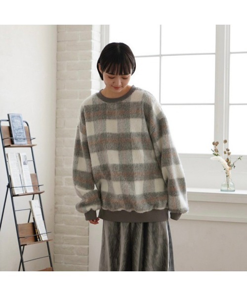 t a r o s u(タロス)の「pale check tops/ペールチェックトップス(カーディガン/ボレロ・レディース・グレー/ブルー・FREE)」の5枚目の写真