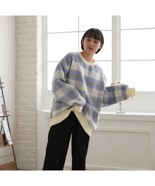 t a r o s u(タロス)の「pale check tops/ペールチェックトップス(カーディガン/ボレロ・レディース・グレー/ブルー・FREE)」の9枚目の写真