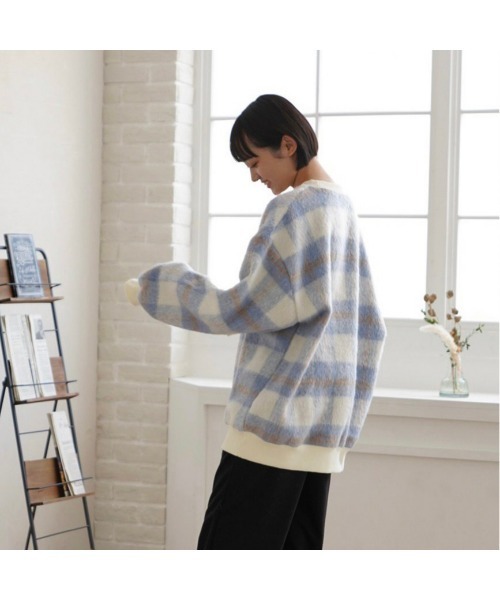 t a r o s u(タロス)の「pale check tops/ペールチェックトップス(カーディガン/ボレロ・レディース・グレー/ブルー・FREE)」の10枚目の写真