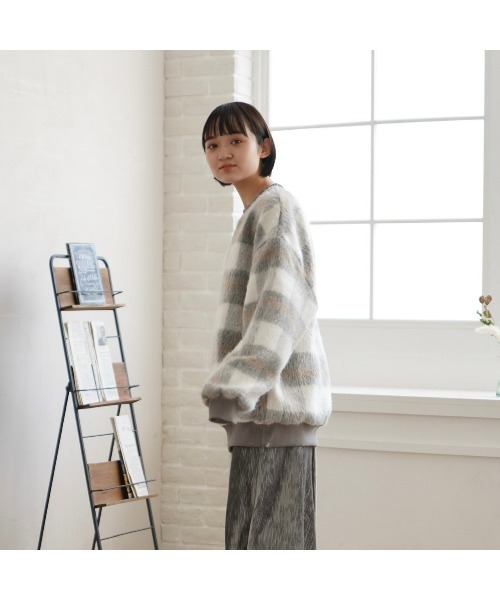 t a r o s u(タロス)の「pale check tops/ペールチェックトップス(カーディガン/ボレロ・レディース・グレー/ブルー・FREE)」の6枚目の写真