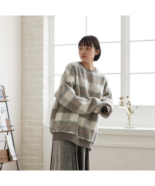 t a r o s u(タロス)の「pale check tops/ペールチェックトップス(カーディガン/ボレロ・レディース・グレー/ブルー・FREE)」の7枚目の写真