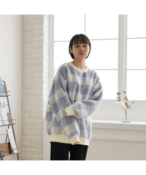 t a r o s u(タロス)の「pale check tops/ペールチェックトップス(カーディガン/ボレロ・レディース・グレー/ブルー・FREE)」の12枚目の写真