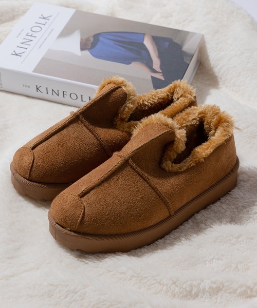 SETUP7（セットアップセブン）の「【SETUP7】ローカットムートンブーツ JIP（ブーツ・レディース・キャメル/ブラック・L/M）」の2枚目の写真