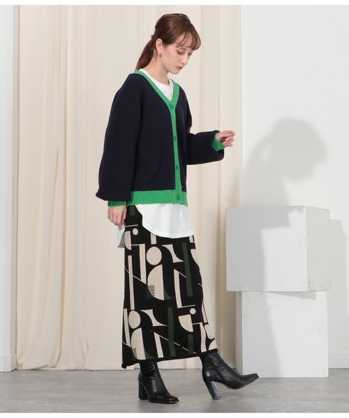 Settimissimo（セッティミッシモ）の「アルパカタッチ配色ニットカーディガン（カーディガン/ボレロ・レディース・オレンジ/ネイビー・FREE）」の5枚目の写真