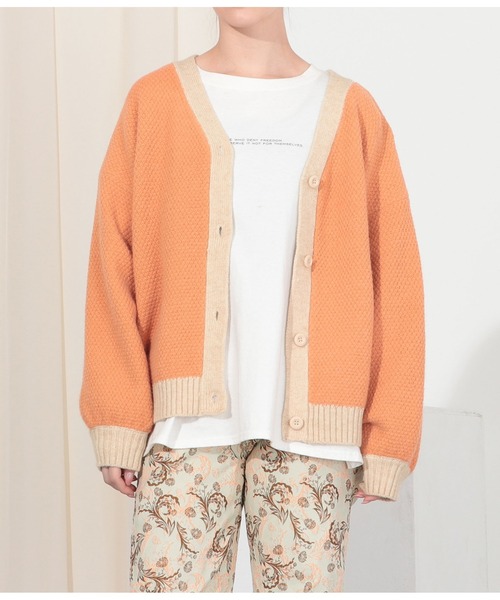 Settimissimo（セッティミッシモ）の「アルパカタッチ配色ニットカーディガン（カーディガン/ボレロ・レディース・オレンジ/ネイビー・FREE）」の6枚目の写真