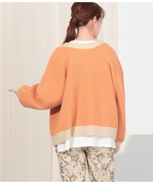 Settimissimo（セッティミッシモ）の「アルパカタッチ配色ニットカーディガン（カーディガン/ボレロ・レディース・オレンジ/ネイビー・FREE）」の8枚目の写真