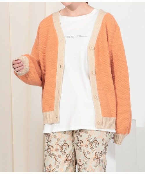 Settimissimo（セッティミッシモ）の「アルパカタッチ配色ニットカーディガン（カーディガン/ボレロ・レディース・オレンジ/ネイビー・FREE）」の14枚目の写真