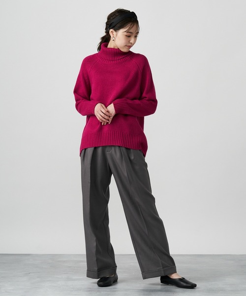 Pitta Re:)（ピッタリ）の「ラムウール混 オフタートルニットプルオーバー（ニット/セーター・レディース・ブラック/ブラウン/ライトベージュ/チェリーピンク・M/L）」の15枚目の写真