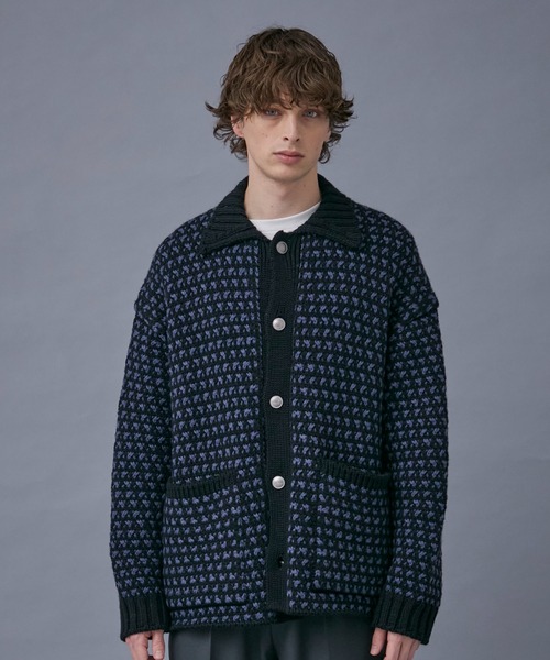 PUBLIC TOKYO（パブリックトウキョウ）の「バーズアイビッグニットブルゾン（ブルゾン・メンズ・グレー/ネイビー・FREE）」の10枚目の写真