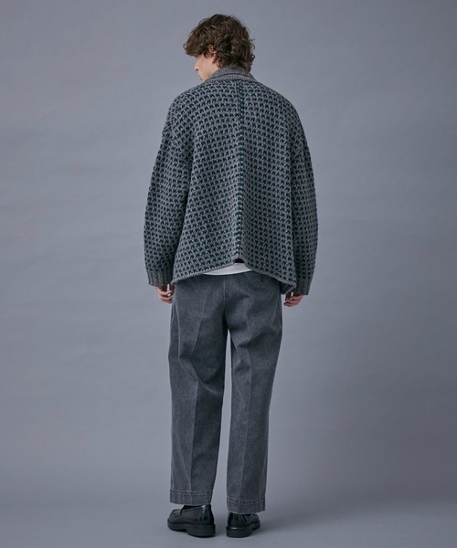 PUBLIC TOKYO（パブリックトウキョウ）の「バーズアイビッグニットブルゾン（ブルゾン・メンズ・グレー/ネイビー・FREE）」の6枚目の写真