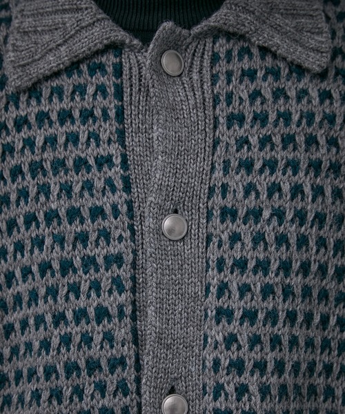 PUBLIC TOKYO（パブリックトウキョウ）の「バーズアイビッグニットブルゾン（ブルゾン・メンズ・グレー/ネイビー・FREE）」の9枚目の写真