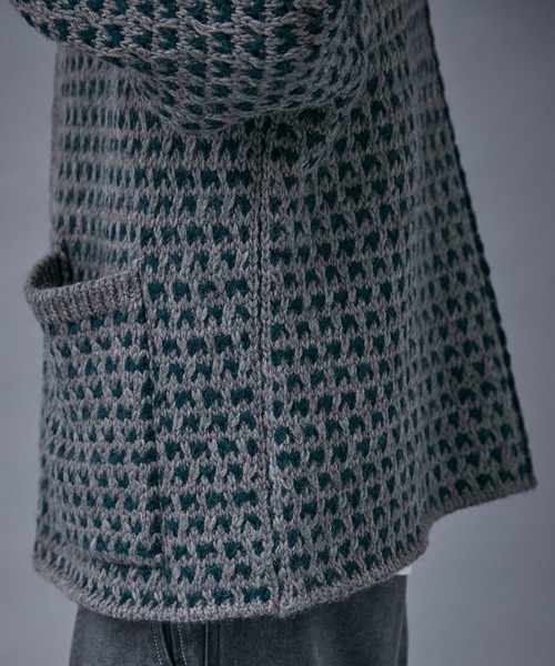 PUBLIC TOKYO（パブリックトウキョウ）の「バーズアイビッグニットブルゾン（ブルゾン・メンズ・グレー/ネイビー・FREE）」の7枚目の写真