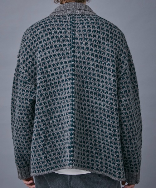 PUBLIC TOKYO（パブリックトウキョウ）の「バーズアイビッグニットブルゾン（ブルゾン・メンズ・グレー/ネイビー・FREE）」の13枚目の写真