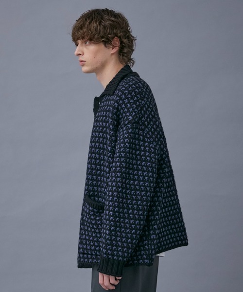 PUBLIC TOKYO（パブリックトウキョウ）の「バーズアイビッグニットブルゾン（ブルゾン・メンズ・グレー/ネイビー・FREE）」の20枚目の写真