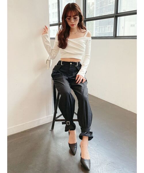 GYDA（ジェイダ）の「2WAYカシュクールデザイン オフショルトップス（Tシャツ/カットソー・レディース・グリーン/ブラック/オフホワイト・FREE）」の13枚目の写真