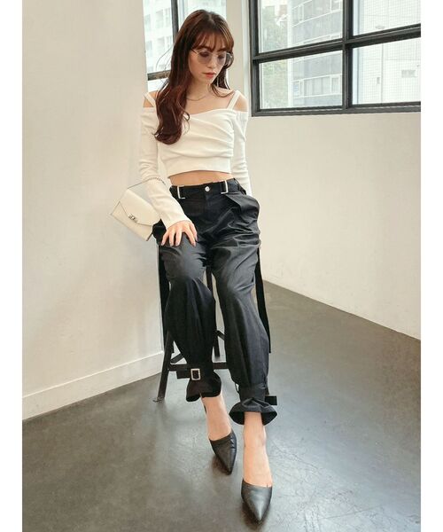 GYDA（ジェイダ）の「2WAYカシュクールデザイン オフショルトップス（Tシャツ/カットソー・レディース・グリーン/ブラック/オフホワイト・FREE）」の14枚目の写真