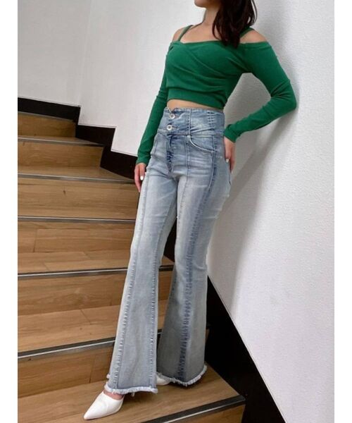 GYDA（ジェイダ）の「2WAYカシュクールデザイン オフショルトップス（Tシャツ/カットソー・レディース・グリーン/ブラック/オフホワイト・FREE）」の18枚目の写真