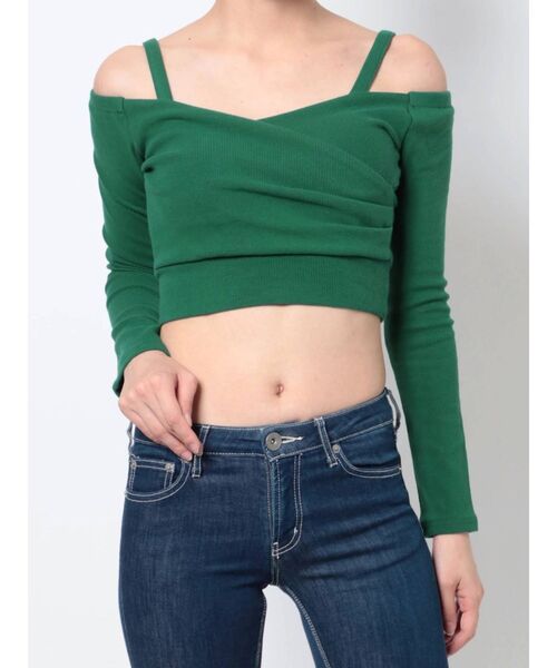 GYDA（ジェイダ）の「2WAYカシュクールデザイン オフショルトップス（Tシャツ/カットソー・レディース・グリーン/ブラック/オフホワイト・FREE）」の22枚目の写真