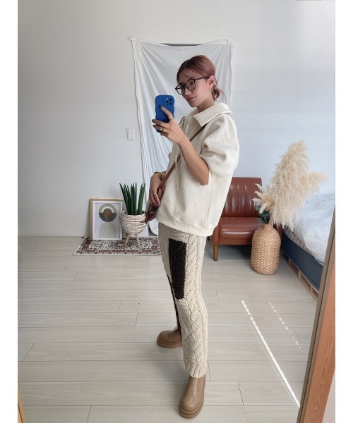 HEILIS（ヘイリス）の「《kaoru select》リボンカラースウェット / リボンカラー 裏起毛スウェット 裏起毛（スウェット・レディース・ブラック/アイボリー・FREE）」の9枚目の写真
