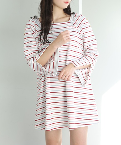 one after another NICE CLAUP（ワンアフターアナザーナイスクラップ）の「ボーダーマリンカットワンピース　20233SS（ワンピース・レディース・ブラック系その他/マルチ/ホワイト系その他・FREE）」の3枚目の写真