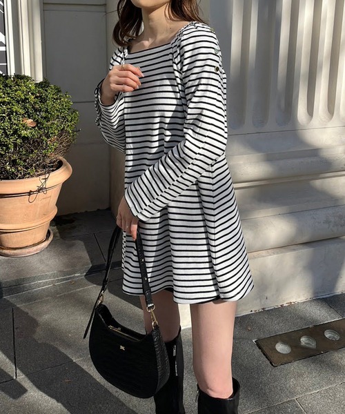 one after another NICE CLAUP（ワンアフターアナザーナイスクラップ）の「ボーダーマリンカットワンピース　20233SS（ワンピース・レディース・ブラック系その他/マルチ/ホワイト系その他・FREE）」の9枚目の写真