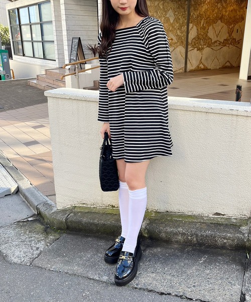 one after another NICE CLAUP（ワンアフターアナザーナイスクラップ）の「ボーダーマリンカットワンピース　20233SS（ワンピース・レディース・ブラック系その他/マルチ/ホワイト系その他・FREE）」の22枚目の写真