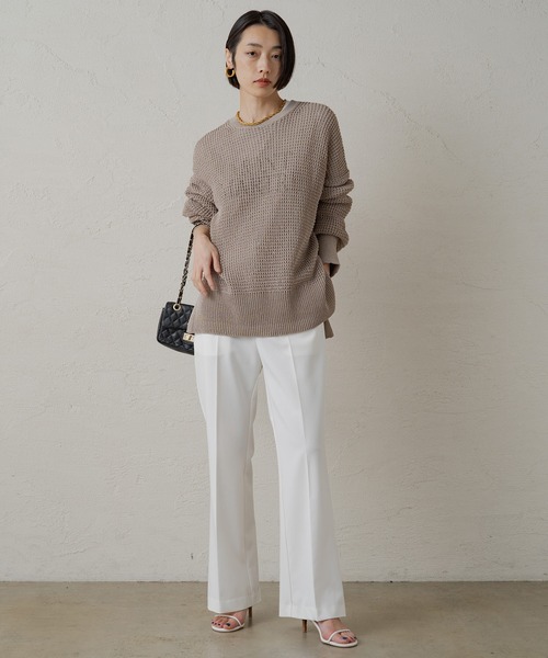 LOUNGEDRESS(ラウンジドレス)の「フレアスラックス(スラックス・レディース・オフホワイト/ネイビー・SMALL/MEDIUM)」の3枚目の写真