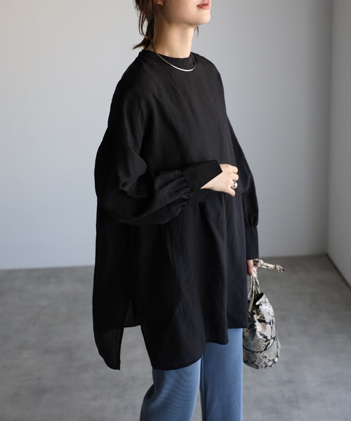 Bonjour Sagan（ボンジュールサガン）の「ヨークシアーチュニック（チュニック・レディース・ライトグリーン/オフホワイト/ブラック・FREE）」の3枚目の写真