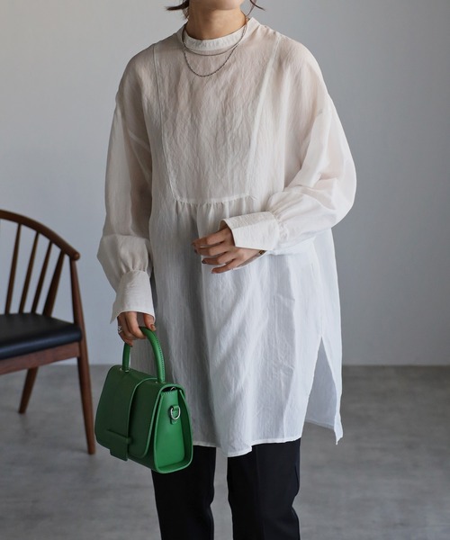 Bonjour Sagan（ボンジュールサガン）の「ヨークシアーチュニック（チュニック・レディース・ライトグリーン/オフホワイト/ブラック・FREE）」の5枚目の写真