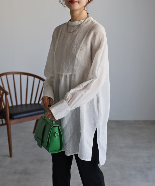 Bonjour Sagan（ボンジュールサガン）の「ヨークシアーチュニック（チュニック・レディース・ライトグリーン/オフホワイト/ブラック・FREE）」の7枚目の写真