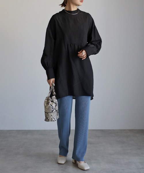 Bonjour Sagan（ボンジュールサガン）の「ヨークシアーチュニック（チュニック・レディース・ライトグリーン/オフホワイト/ブラック・FREE）」の11枚目の写真