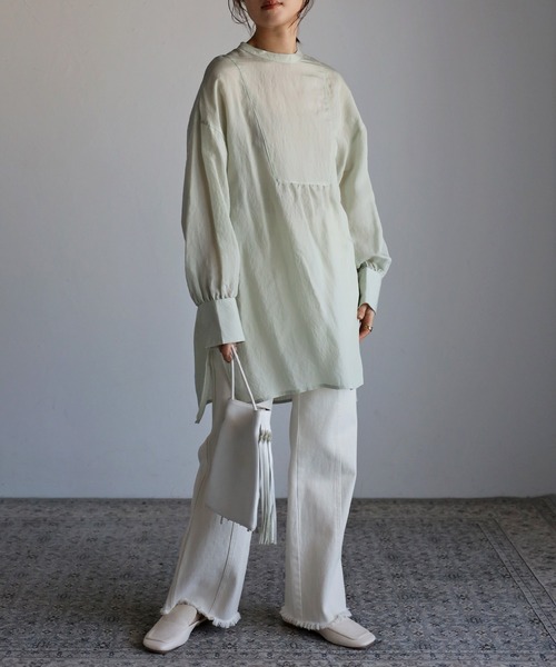 Bonjour Sagan（ボンジュールサガン）の「ヨークシアーチュニック（チュニック・レディース・ライトグリーン/オフホワイト/ブラック・FREE）」の16枚目の写真