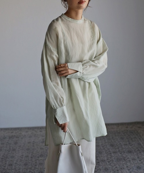 Bonjour Sagan（ボンジュールサガン）の「ヨークシアーチュニック（チュニック・レディース・ライトグリーン/オフホワイト/ブラック・FREE）」の17枚目の写真