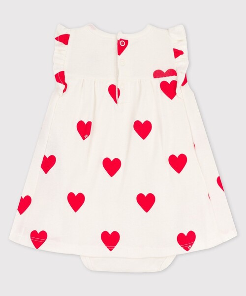 PETIT BATEAU(プチバトー)の「ハートプリント半袖ドレスボディ(ロンパース・キッズ・ホワイト×レッド・6MONTH/12MONTH)」の5枚目の写真